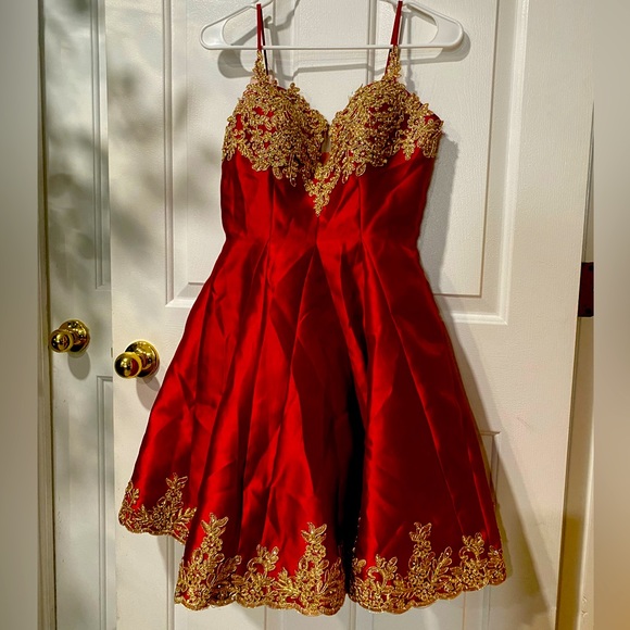 May Queen Dresses Formal High Quality Polyester Ruby Red Dress With